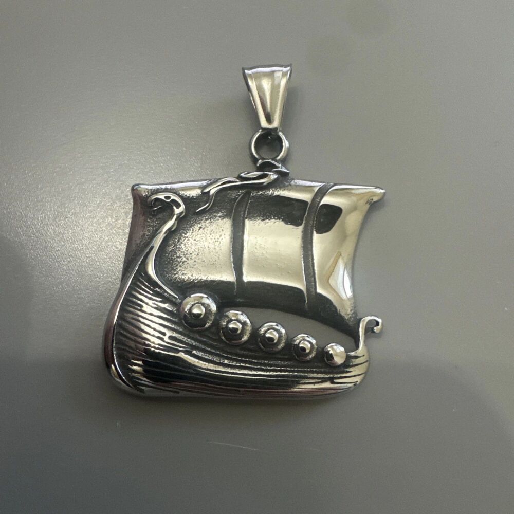 Viking Ship Boat Yacht Pendant Stainless Steel 24 Inch Chain Gothic European